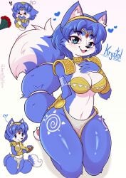 1girls 2d anthro armor blue_eyes blue_fur bra cute female female_fox fox furry furry_only jasminthemanticore krystal nintendo solo star_fox tagme wholesome