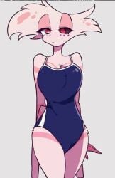 1boy angel_dust_(hazbin_hotel) cute demon femboy hazbin_hotel male male_only no_humans non-human non-human_only one-piece_swimsuit spider_demon swimsuit