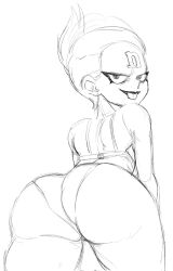 artist_request big_ass bimbo crash_(series) goth huge_ass huge_butt nina_cortex semi_nude sketch smiley_face underwear