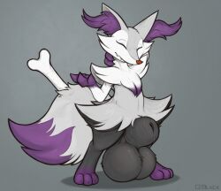 animal_genitalia animal_penis anthro balls big_balls big_sheath biped braixen canid canine closed_eyes dipstick_tail fur generation_6_pokemon genitals grey_body grey_fur huge_balls huge_sheath inner_ear_fluff male male_only mammal markings nintendo pokemon pokemon_(species) q-blackbun sheath solo tail tail_markings tuft