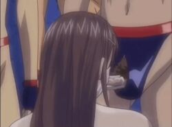 bare_shoulders blowjob bukkake cum cum_covered_penis cum_in_mouth cum_on_face cumming_from_giving_oral discipline:record_of_a_crusade fetish_wear hairclips kaneda_maiko long_brown_hair nude_female oral penis pubic_hair pulsating_cock pulsating_cumshot