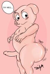 2d ass big_butt digital_media_(artwork) domestic_pig dragon_ball dragon_ball_z male male/male mammal oolong oolong_(dragon_ball) pig shinyagaia solo suid suina sus_(pig) thick_thighs