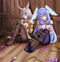 2girls absurd_res ahe_gao anal_beads arms_behind_back arms_tied arms_tied_behind_back bdsmd big_breasts blue_eyes blush bondage bound bound_ankles bound_arms bound_legs breasts cat_ears catgirl cloth_gag crying crying_with_eyes_open dildo_vibrator egg_vibrator enslaved_royal eyes_rolling_back female female_ejaculation female_only femsub gag gagged head_wings heart-shaped_pupils heart_eyes high_entia long_hair looking_at_viewer melia_antiqua monolith_soft multiple_girls multiple_subs nia nipple_chain nipple_clamps nipples orgasm pussy_juice rope rope_bondage rope_harness royalty sex_toy short_hair silver_hair submissive submissive_female tears tights vibrator vibrator_in_pussy wings xenoblade_(series) xenoblade_chronicles_3 yellow_eyes yuunoki