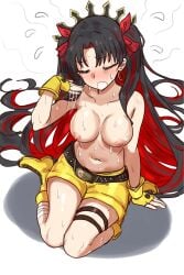 1girls alternate_breast_size black_hair breasts ebora fate/grand_order fate_(series) female hi_res ishtar_(fate) light-skinned_female light_skin long_hair medium_breasts nipples red_hair space_ishtar_(fate/grand_order) sweat sweaty_body topless two_tone_hair youngmanisdown