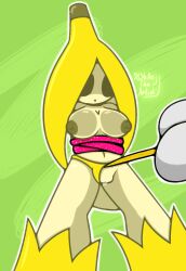 1girls anon banana bay_(screwroot) bondage fanart smaller_female toothpick yellolight