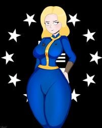 2026 big_breasts blonde_hair blue_eyes fallout fallout_(series) polxnart_(artist) steph_harpe steph_harper stephanie_harper tagme thick_thighs vault_dweller vault_girl vault_suit