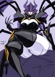 1girls airachnid ass big_breasts breasts cybertronian female female_focus female_only headgear red_eyes robot robot_girl solo solo_female solo_focus thick_ass thick_thighs thighhighs thighs thin_fingers transformers transformers_prime waaka_horror white_body