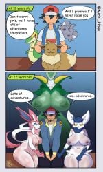 1boy 2024 3girls aged_up anthro areolae ash_ketchum big_breasts blue_eyes eevee eeveelution espurr female generation_1_pokemon generation_5_pokemon generation_6_pokemon hi_res huge_breasts male meowstic michi_plaga nintendo nipples pokemon pokemon_(anime) pokemon_(species) red_eyes satoshi_(pokemon) serperior sitting snivy sylveon thick_thighs yellow_sclera
