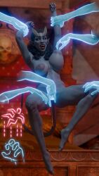 baldur's_gate baldur's_gate_3 blue_body blue_eyes blue_hair bodily_fluids dungeons_and_dragons female finger_fuck fingering fmrenderin hair hasbro hi_res horn humanoid larian_studios levitation mage_hand magic nipple_fetish nipple_play nipple_pull open_mouth pointy_ears pussy_drip solo spread_legs spreading tiefling vaginal_penetration vampire wizards_of_the_coast