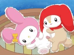 banned_artist before_sex female furry male male_to_female mellow_(sanrio) my_melody penis rabbit sanrio sex vagina