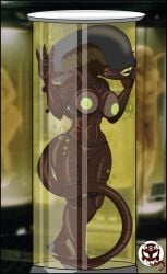 8ball9615 alien:_resurrection alien_(franchise) alien_girl big_breasts boobs_on_glass brown_body bubbles floating_in_water glass_tube green_nipples kissing monster_girl muscular_female pussy tail water_tank xenomorph