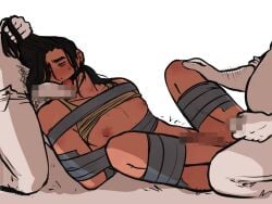 ball_gag bondage frogtie gag gagged gay_male gnenzi imminent_rape imminent_sex lying_on_back lying_on_bed males_only malesub tape tape_gag taped_mouth yaoi