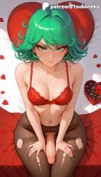 1futa 2026 ai_assisted ai_generated alarm_clock anime artist_name bed bed_sheet breasts bust cock dick explicit futanari green_eyes green_hair hi_res high_quality high_resolution highres on_bed one-punch_man pantyhose patreon patreon_username penis petals petals_on_liquid pillow red_rose rose rose_petals stable_diffusion tatsumaki torn_clothes torn_dress torn_legwear torn_pants tsukoneko uncensored valentine's_day watermark