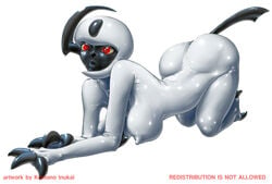 2011 absol all_fours anthro breasts color female female_only kemono_inukai nintendo nipples pokemon pokemon_(species) red_eyes solo tagme