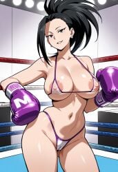 ai ai_generated big_breasts black_hair boxing boxing_gloves boxing_ring my_hero_academia yaoyorozu_momo