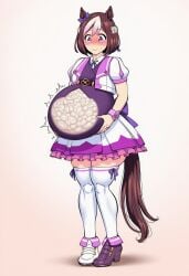 artist_request brown_hair clothed clothed_female cum cum_inflated_belly cum_inflation cum_inside cumflated cumflated_belly cumflation holding_belly holding_stomach semen solo solo_female special_week_(umamusume) tagme umamusume x-ray