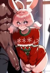1boy abs ai_generated animal_ear_fluff animal_ears biting_own_lip blacked blush breasts bunny_(bunnyart) bunnyart02 christmas clothes_tug clothing dark-skinned_male dark_skin erection female hair_between_eyes huge_cock interracial large_penis legwear long_sleeves looking_at_penis low_twintails male male_pubic_hair muscular muscular_male open_fly pants penis penis_awe penis_out pink_hair precum pubic_hair purple_eyes pussy_juice queen_of_spades rabbit_ears rabbit_girl raceplay red_sweater remote_control_vibrator scared sex_toy short_twintails snowbunny solo_focus straight sweat sweater tearing_up teeth testicles thick_thighs thigh_strap thighhighs thighs twintails v_arms veins veiny_penis very_dark_skin vibrator vibrator_cord vibrator_in_thighhighs viera virtual_youtuber wide_hips