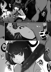 1boy 1girls absol ambiguous_gender balls blush bodily_fluids canid censored chandela chandelure clothed clothing comic erection female feral generation_5_pokemon generation_9_pokemon genitals group gwynn_(pokemon) human human_on_feral imminent_sex interspecies male male/female male_pokemon/female_human mammal mega_absol_z mega_evolution mosaic_censorship muku_(pokemon) nintendo penis pokemon pokemon_(species) pokemon_legends:_z-a pokemon_legends_z-a pokephilia sweat sweatdrop trio yuuyuu1771 zoophilia