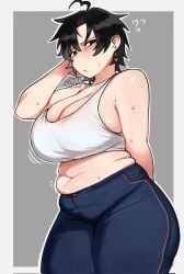 1girls 2020s 2026 2026s akira404040 big_breasts black_hair breasts chubby chubby_female cleavage curvaceous curvy curvy_body curvy_female curvy_figure curvy_hips digital_drawing_(artwork) digital_media_(artwork) fair-skinned_female fair_skin female female_focus female_only gray_background grey_background jeans jpg muffled_moaning neru_(akira404040) no_background oc original original_character realistic_proportions short_hair simple_shading solo solo_female solo_focus sweat_beads sweating tank_top twitter_link voluptuous voluptuous_body voluptuous_female white_background white_border