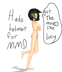 1girls breasts covering_breasts female female_focus female_only halo_(game) halo_(series) halo_infinite halo_reach happy happy_female happy_trance helmet helmet_only helmet_with_visor legs panties shadow small_breasts talking