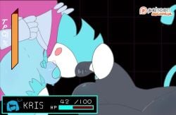 100licorice 1boy 1girls 2025 2d 2d_animation animated anthro anthro_female audible_ejaculation big_breasts big_cock big_nipples big_penis blowjob blue_nipples breasts cock cum cum_from_mouth cum_in_mouth deepthroat deltarune deltarune_chapter_2 energy_drain enthusiastic_fellatio erect_cock erect_penis erection fellatio female femboy femdom furry gameplay_mechanics health_bar human human_male kris_(deltarune) large_cock large_penis longer_than_10_seconds losing_health male malesub monster monster_girl nipples older_female older_female_and_younger_male penis sex sound tagme tasque_manager_(deltarune) throat_bulge tongue_out_blowjob undertale_(series) video younger_male