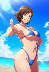 1girls accurate_art_style ai_generated anime_style ass bandai_namco beach big_ass bikini bikini_bottom bikini_top blue_sky breasts curvaceous curvy curvy_body curvy_female curvy_figure day dynamic_pose female hand_on_hip high_resolution hourglass_figure hourglass_figured_female kazama_asuka light-skinned_female light_skin ocean okamiai outdoors pointing pointing_at_viewer sand seaside shiny shiny_hair shiny_skin short_hair shoulder_length_hair sunlight swept_bangs swimsuit teen teenage_female teenage_girl teenager tekken tekken_8 water