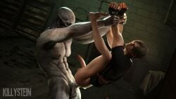 2boys 3d 3d_(artwork) anal_creampie big_ass big_balls big_butt big_penis big_thighs bottomless creampie cum_drip cum_in_ass cum_on_balls cum_on_butt cum_on_penis cum_string folded gay grimace head_back head_thrown_back held_by_wrists held_up huge_cock leaking_cum leaking_cum_from_asshole leon_scott_kennedy male male_focus male_human/male_monster male_only male_penetrated male_penetrating monster monster_cock motion_blur overflowing_cum regenerador resident_evil resident_evil_4 restrained sloppy veiny_penis wrists_held yaoi