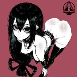 ass dizzle_tan goth_clothing goth_girl goth_makeup my_hero_academia skimpy_clothes tagme tsuyu_asui