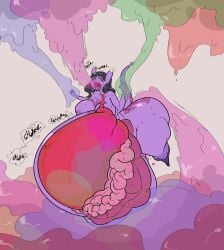 absurd_res anal_inflation belly big_belly bloated breasts expansion force_feeding forced guts hi_res huge_belly hyper hyper_belly indigestion inflation internal_views intestinal_bulge intestines invalid_tag large_intestines organs pained_expression rumbling_stomach sinfullapis slime_inflation solo stomach strained suspended_via_tentacles tiefling