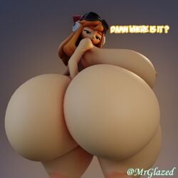 ass ass_digging big_ass big_breasts breasts butt_digging digging_up_in_they_ass female_only hourglass_figure huge_ass huge_breasts meggy_spletzer mrglazed naked nipples nude smg4 text thick_thighs