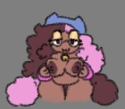 1girls areola areolae beanie black_skin breasts brown_hair brown_nipples brown_skin curly_hair faye_(mochadrawss) friday_night_funkin friday_night_funkin_mod glasses hat nipples notsafefornina original_character pink_hair tail tails thighs twitter twitter_user_oc two_tails