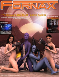 3d 3d_(artwork) 4girls alien alien_girl aria_t'loak asari ashley_williams bioware darklordiiid female female_only fornax gun human liara_t'soni mass_effect mass_effect_3 miranda_lawson multiple_girls nude