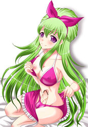 1futa areolae ball_bulge balls balls_in_panties balls_under_clothes bikini breasts censored curvy erect_nipples erection futa_only futanari green_hair intersex ixion_saga large_breasts mariandale nipples panties panty_bulge penis penis_out purple_eyes sarong smile solo swimsuit undressing very_long_hair