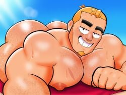 bara big_pecs blonde_hair brawl_stars gay grom_(brawl_stars) male male_only muscular muscular_male naked_male xtra0182 yaoi