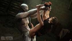 2boys 3d 3d_(artwork) anal_creampie big_ass big_balls big_butt big_penis big_thighs bottomless closed_eyes creampie cum_drip cum_in_ass cum_on_balls cum_on_butt cum_on_penis cum_string cumming cumming_from_anal_sex cumming_while_penetrated folded gay grimace head_back head_thrown_back held_by_wrists held_up huge_cock leaking_cum leaking_cum_from_asshole leon_scott_kennedy male male_focus male_human/male_monster male_only male_penetrated male_penetrating monster monster_cock motion_blur orgasm overflowing_cum regenerador resident_evil resident_evil_4 restrained sloppy veiny_penis wrists_held yaoi