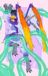 5_fingers absurd_res anal anal_sex anthro avian backsack balls beak biped black_hair bodily_fluids claws cum cum_in_ass cum_inside european_mythology fingers genital_fluids genitals greek_mythology hair hi_res male male_only mythological_avian mythological_bird mythological_creature mythological_firebird mythology nipples non-mammal_nipples penetration penis_in_tentacle perineum phoenix restrained sex solo tentacle tentacle_in_ass tentacle_penetration tentacle_sex wings yukein