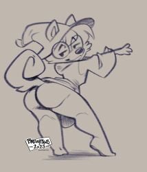 anthro ass baphypaws barefoot bottomless furry monochrome pose tagme witch witch_hat