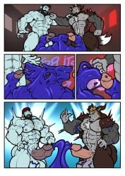 anthro balls cloning cock cock_growth cum dick diphallia diphallism engis_(trencalos) ethoras furry fusion goo_creature hair horn human humanoid hyper_penis kissing merging muscle_growth muscles muscular muscular_male penis penis_growth penis_growth_(enlargement) shark slime tail testicles trencalos vein veiny_penis wolf