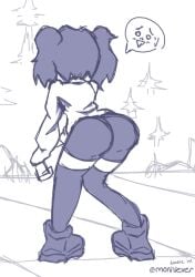 artist_request ass_focus forest_background lacey_(lacey_games) lacey_games self_upload sweater thighhighs tight_clothing