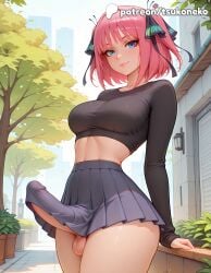 1futa 2026 ai_assisted ai_generated anime artist_name blunt_bangs bush cock dick erection explicit futanari go-toubun_no_hanayome hi_res high_quality high_resolution highres leaf nakano_nino nino_nakano outdoors patreon patreon_username penis pleated_skirt skirt solo stable_diffusion testicles the_quintessential_quintuplets tsukoneko uncensored watermark