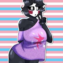 1girls arm_up big_breasts black_body black_skin breasts cakeminita_(character) cakeplayer cakeplayer101 cakeplayer103 dark-skinned_female dark_skin female female_focus female_only flag hispanic hispanic_youtuber imminent_anal imminent_fellatio imminent_oral imminent_orgasm imminent_penetration imminent_rape imminent_sex imminent_vaginal large_breasts legs looking_at_viewer open_mouth shirt transgender_pride_colors waifu youtube youtube_hispanic youtuber