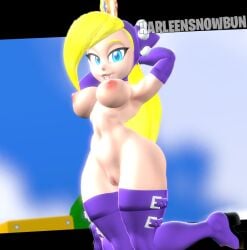 1girls 3d 3d_(artwork) alternate_version_available big_breasts big_thighs blonde_hair blue_eyes boots breasts crown curvy elbow_gloves female female_only gloves hair_over_one_eye hands_behind_head harleensnowbun kabalmystic_(style) light-skinned_female light_skin lips long_hair looking_at_viewer mario_(series) naked nintendo nipples nude on_knees open_mouth purple_boots purple_gloves pussy sharp_teeth solo thick thick_hips thick_thighs thighs wapeach wide_hips young
