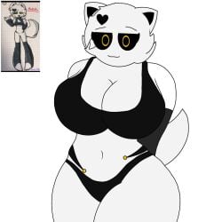 1girl 1girls arctic_wolf arm_warmers belly belly_button big_breasts bikini black_bikini black_bottomwear black_bra black_eyes black_heart bra breasts breasts_bigger_than_head curvy_female curvy_figure deviantart female female_only fox fox_ears fox_tail foxgirl furry furry_female heart_emoticon kit_community kit_community_v2 makiko_fox milf sexy_body sfw tail thicc white_body white_fur white_hair white_tail yellow_pupils