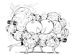 abs biceps breasts female hyper_muscles lugia manthomex muscles muscular muscular_arms muscular_female muscular_legs muscular_thighs pokemon sketch weights