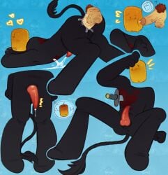 2boys anal anal_sex anus balls blush burningb colored cum cumming devesto die_of_death_(roblox) doodle embarrassed mequot penis precum roblox roblox_game robloxian self_upload solo_focus tail