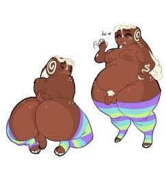 1boy ass ass_focus big_ass brown_body brown_fur bunny_ears charmyy chubby chubby_male cosmo_(dandy's_world) dandy's_world dimples femboy frosting lopsalien male_breasts roblox small_penis species_swap tongue_out