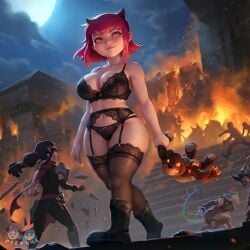 1girls age_difference ai ai_edit ai_generated annie_hastur big_breasts black_legwear boobs breasts curvy curvy_figure dizelxl edit edited edited_official_artwork female female_focus female_only hi_res large_breasts league_of_legends legends_of_runeterra lingerie lingerie_only pink_hair standing thick thick_thighs thighs voluptuous voluptuous_female