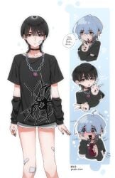 akira_(soft_blade_and_love) androgynous crossover innocent outfit_swap reze_(soft_blade_and_love) sfw tomboy