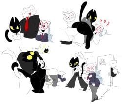 1boy 2girls after_sex anthro black_fur breast_grab cum ffm_threesome furry sex snappy_snaz snazzle_snapp tagme threesome white_fur