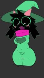 2d animated anthro ass body bonesawbingus breasts deltarune dialogue hat ralsei ralsei_with_black_fur shorter_than_10_seconds sound surprised tagme thighs vertical_video video